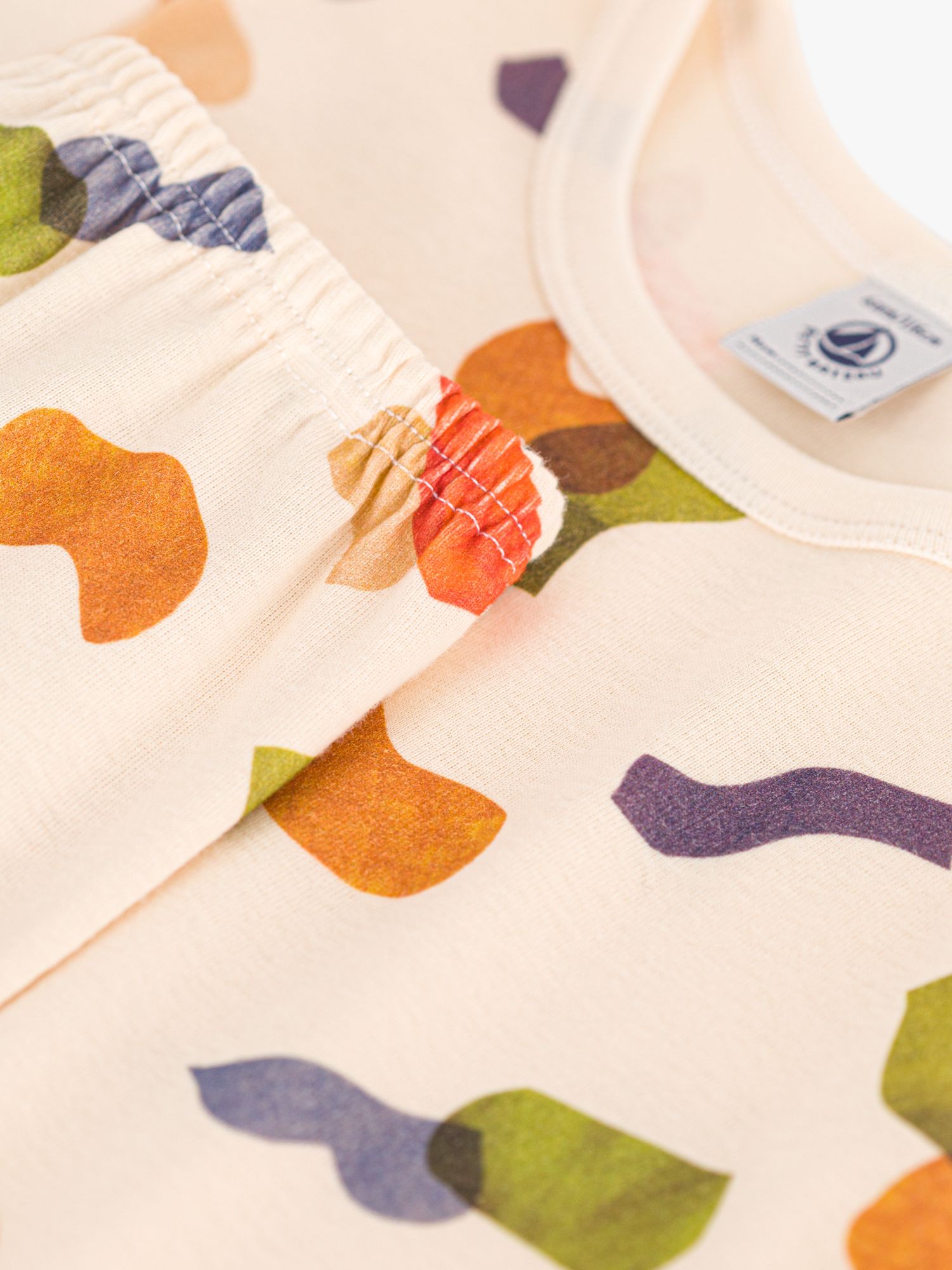 Petit Bateau Kids' Abstract Print Shorts Pyjamas, Avalanche/Multi, 8Y