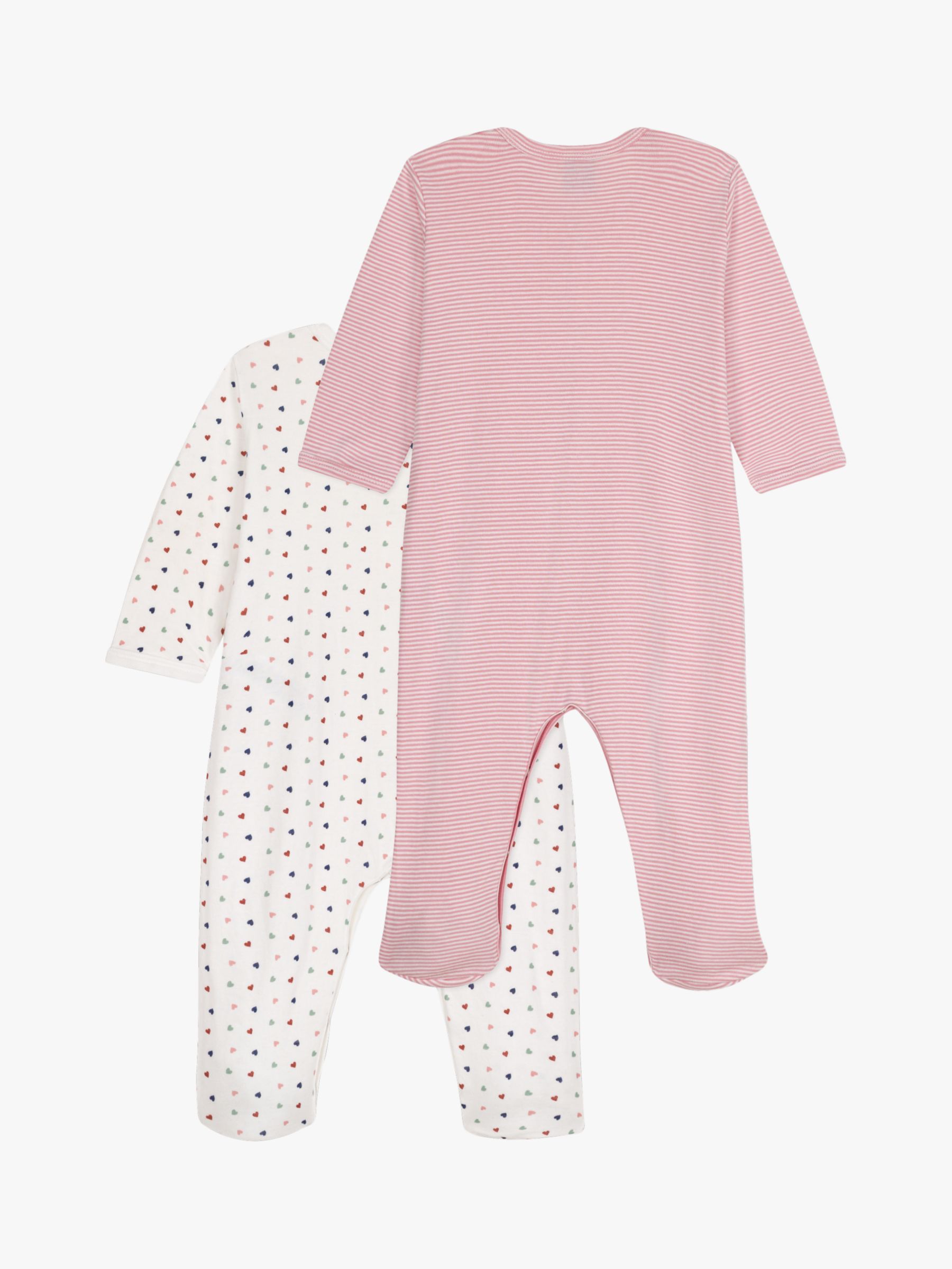 Buy Petit Bateau Baby Heart/Stripe Long Sleeve Sleepsuits, Packof 2, Multi Online at johnlewis.com