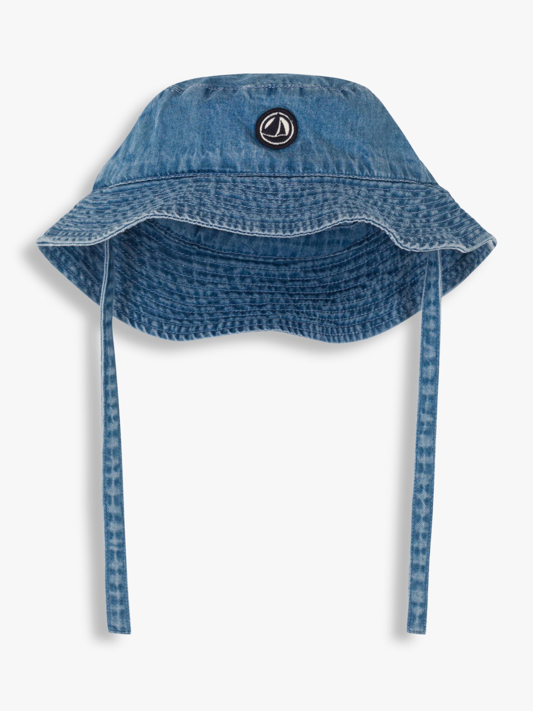 Petit Bateau Baby Tie On Bucket Hat, Denim Clair, 24M