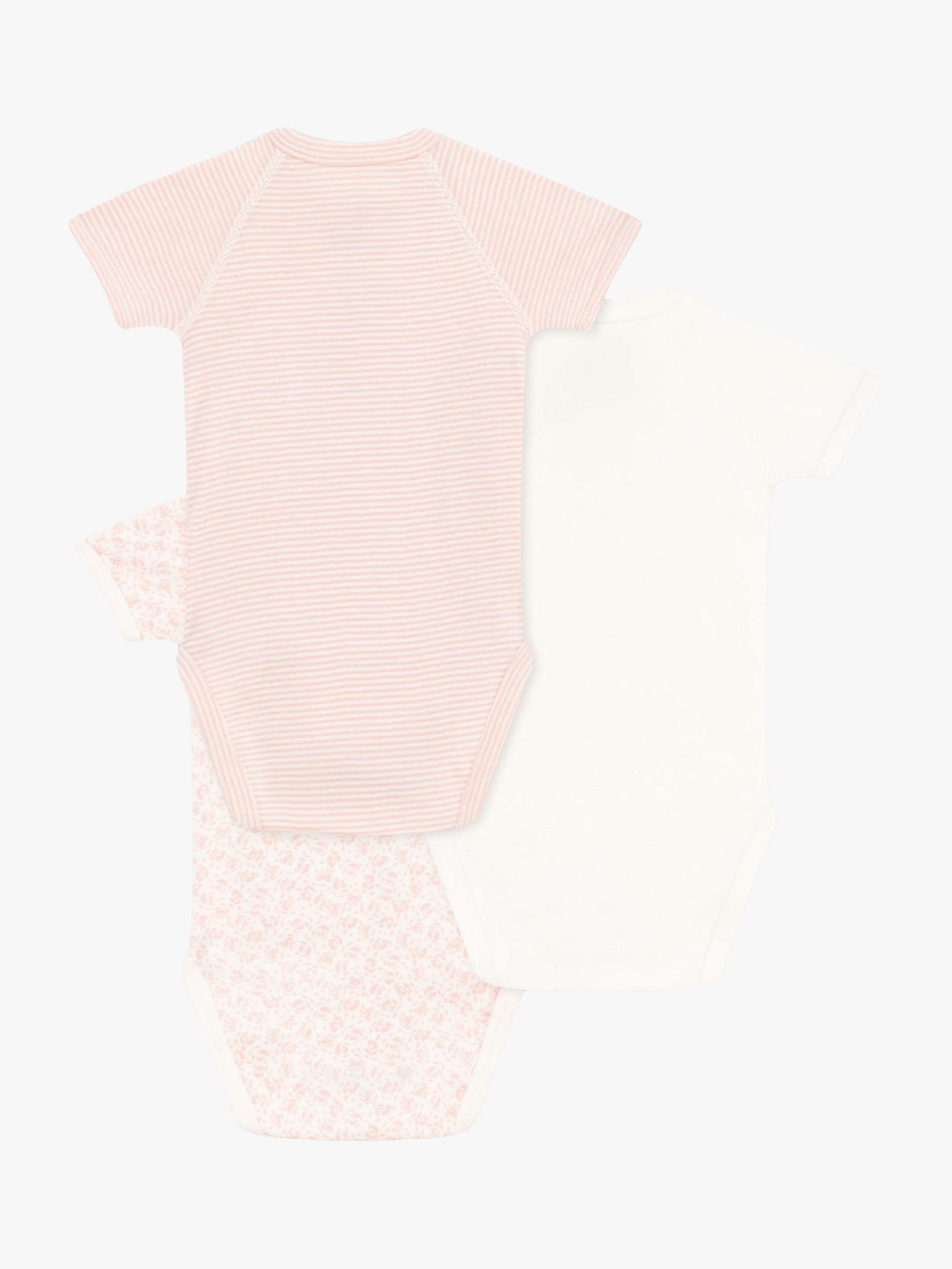 Buy Petit Bateau Baby Floral & Stripe Wrapover Short Sleeve Bodysuits, Pack of 3, Pink/Multi Online at johnlewis.com