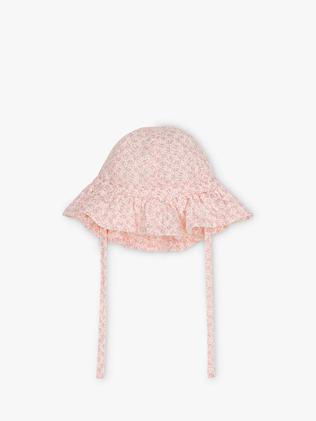 Petit Bateau Baby Floral Print Cotton Gauze Sun Hat, Avalanche/Saline