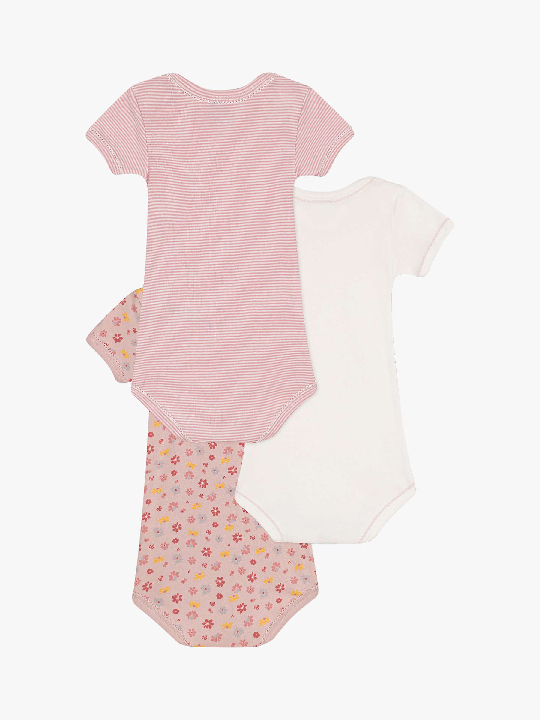 Buy Petit Bateau Baby Floral/Stripe Short Sleeve Bodysuits, Pack of 3, Pink/Multi Online at johnlewis.com