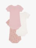 Petit Bateau Baby Floral/Stripe Short Sleeve Bodysuits, Pack of 3, Pink/Multi