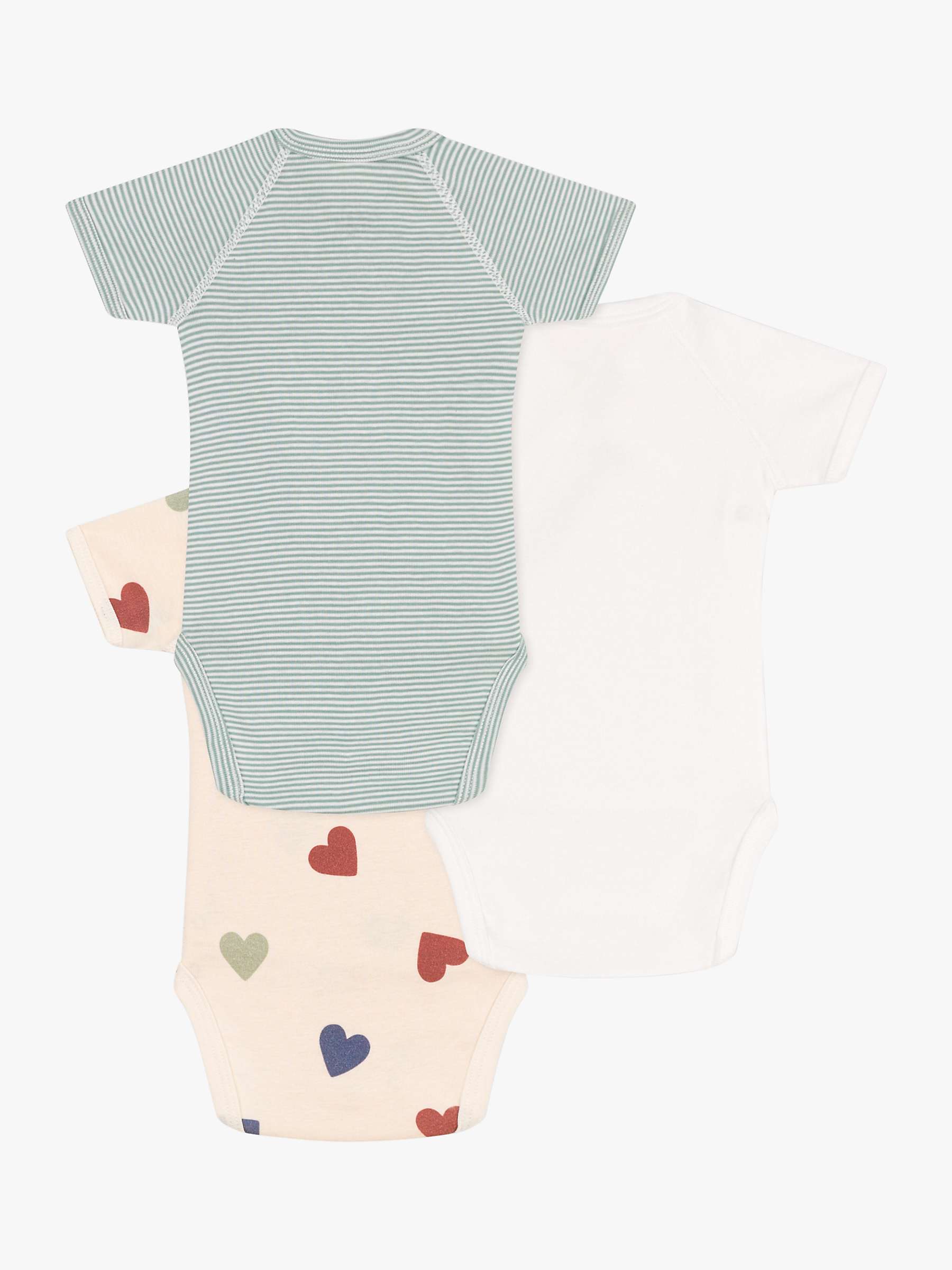 Buy Petit Bateau Baby Heart/Stripe Wrapover Short Sleeve Bodysuits, Pack of 3, Multi Online at johnlewis.com