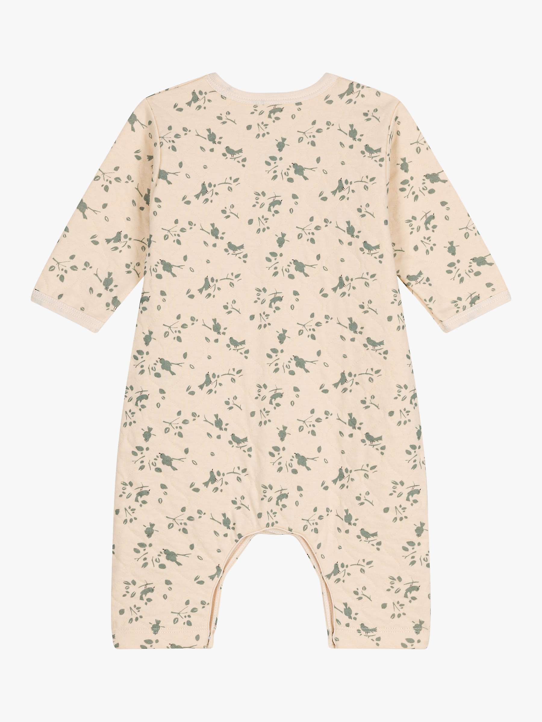 Buy Petit Bateau Baby Bird Print Quilted Tube Knit Jumpsuit, Avalanche/Herbier Online at johnlewis.com