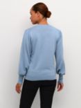 KAFFE Lizza Round Neck Light Knit Jumper, Faded Denim