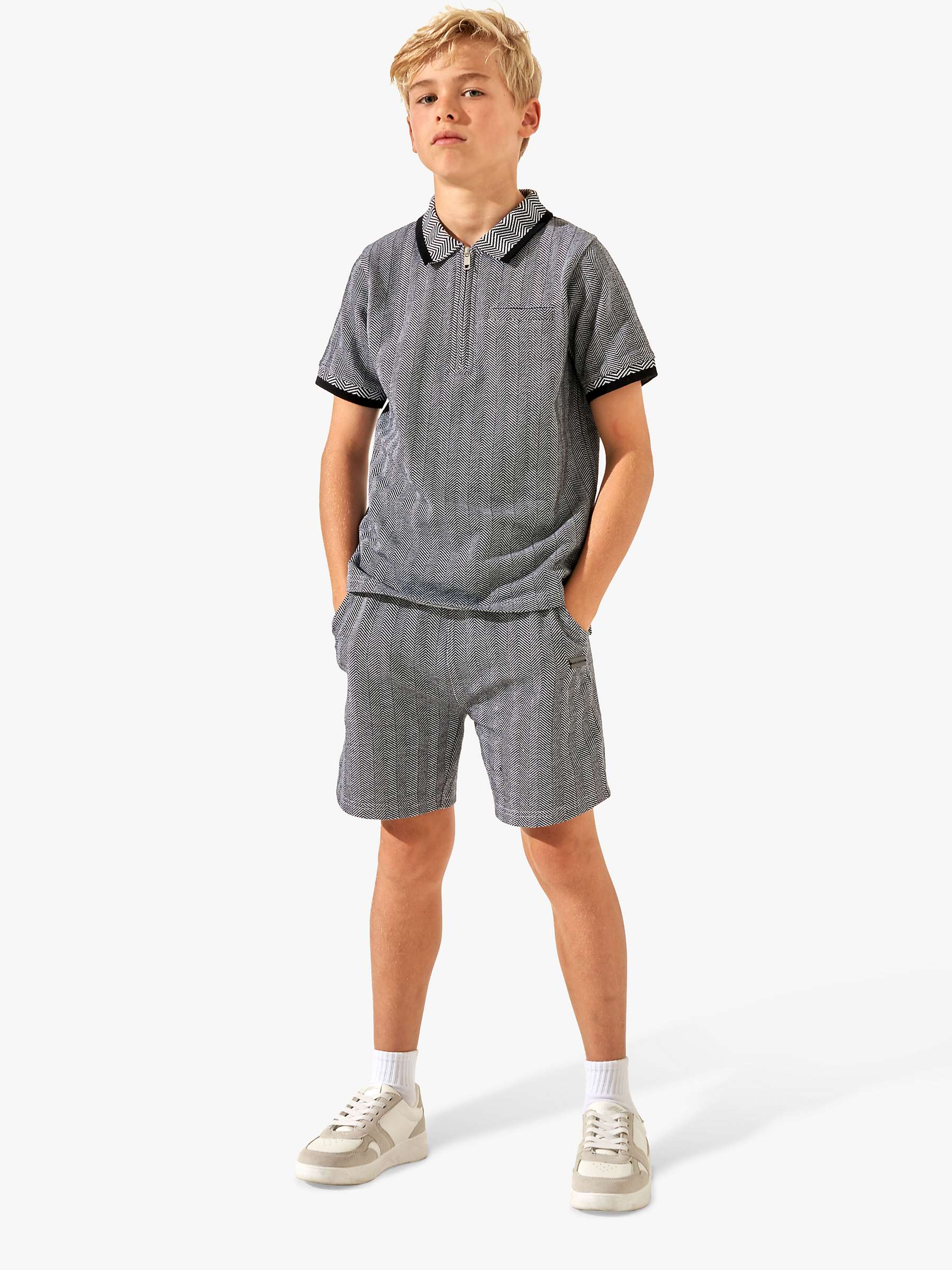 Buy Angel & Rocket Kids' Herringbone Jersey Shorts, Grey Online at johnlewis.com