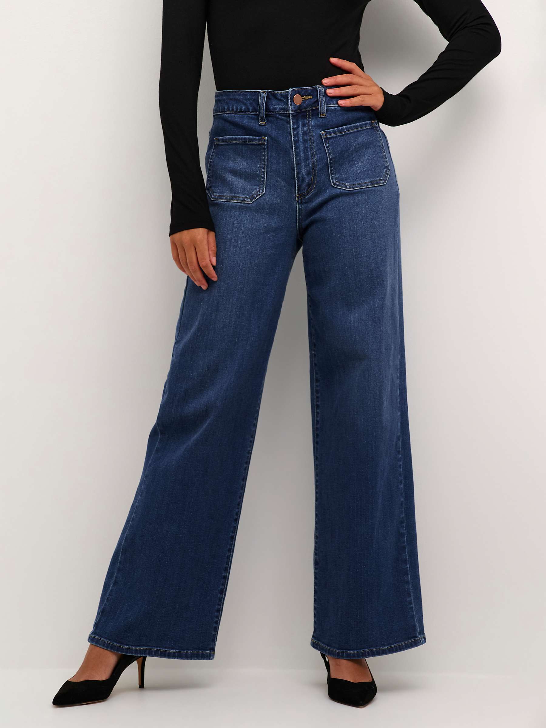 Buy KAFFE Karla Flared Jeans, Medium Blue Denim Online at johnlewis.com