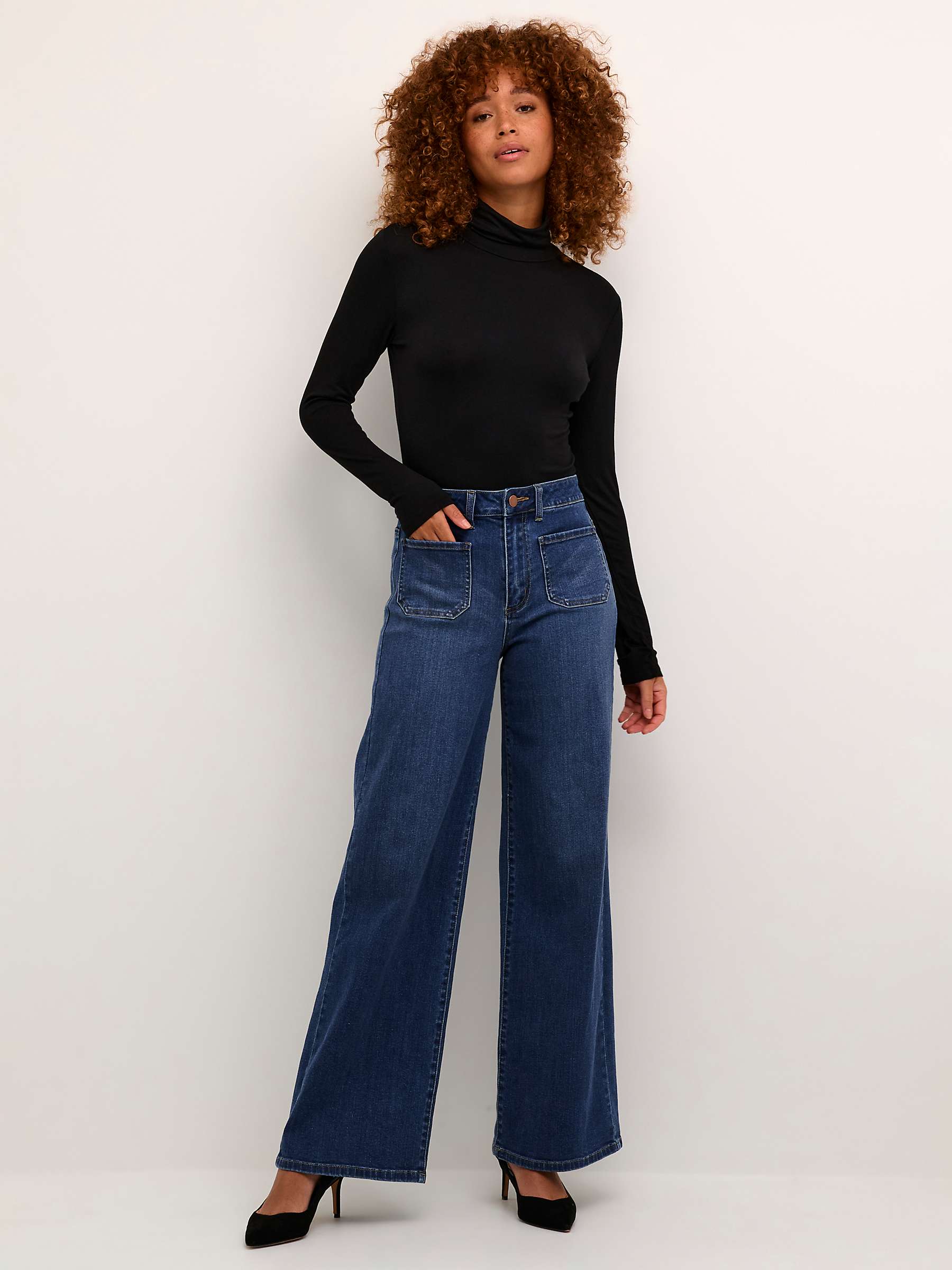 Buy KAFFE Karla Flared Jeans, Medium Blue Denim Online at johnlewis.com