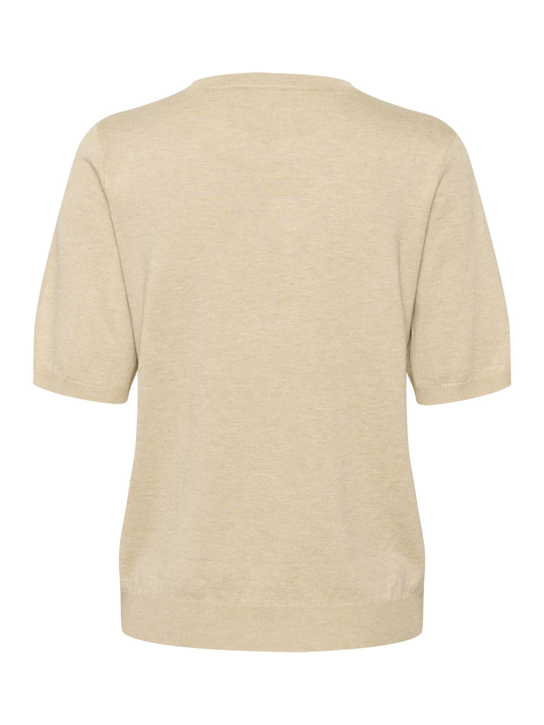 KAFFE Lizza Fine Knit Half Sleeve Top, Neutral, XL