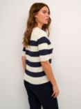 KAFFE Lizza Stripe Round Neck Jumper, Turtledove/Navy