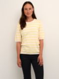 KAFFE Lizza Striped Knitted Top, Mellow Yellow/Turtle