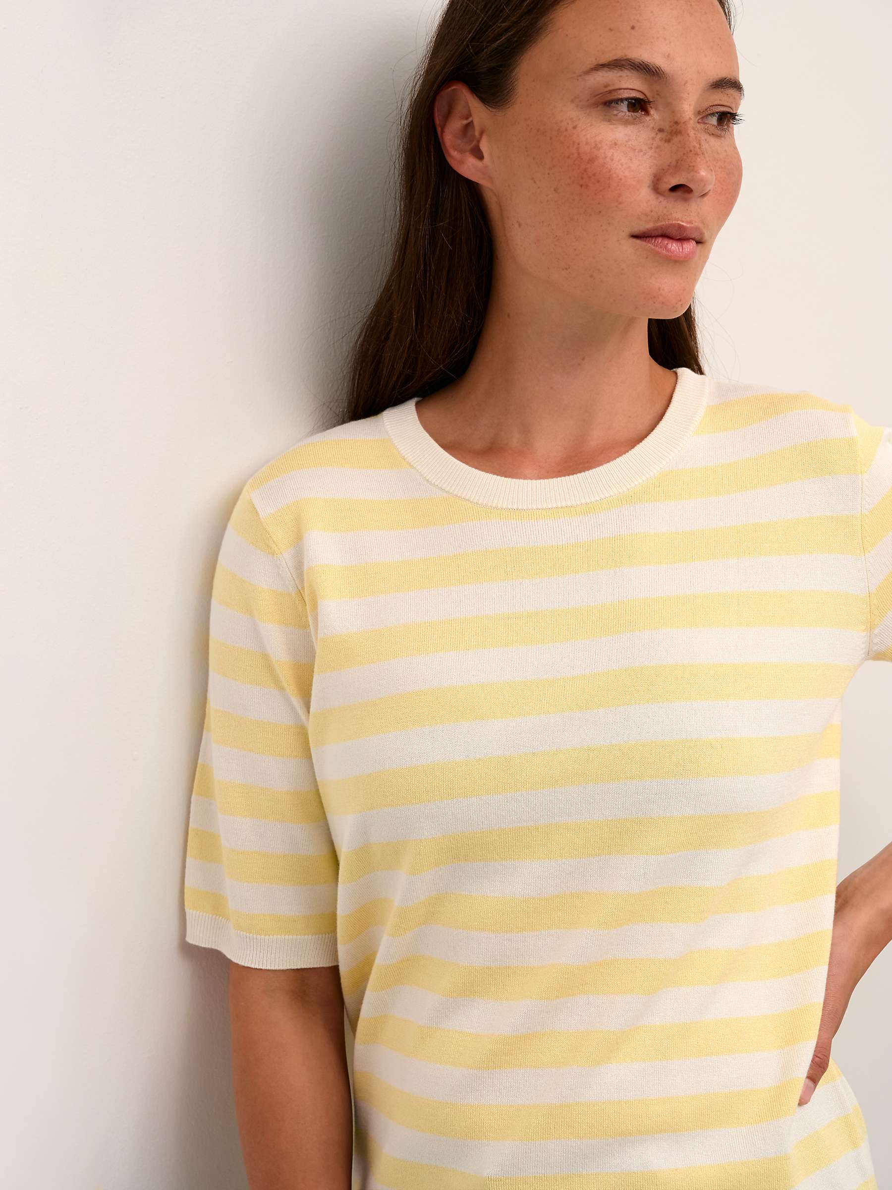Buy KAFFE Lizza Striped Knitted Top, Mellow Yellow/Turtle Online at johnlewis.com