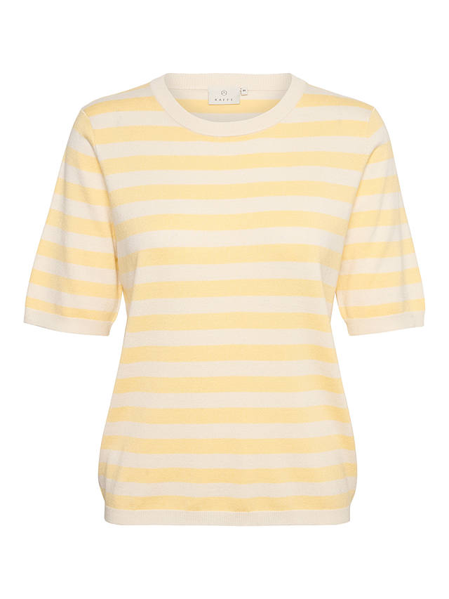 KAFFE Lizza Striped Knitted Top, Mellow Yellow/Turtle