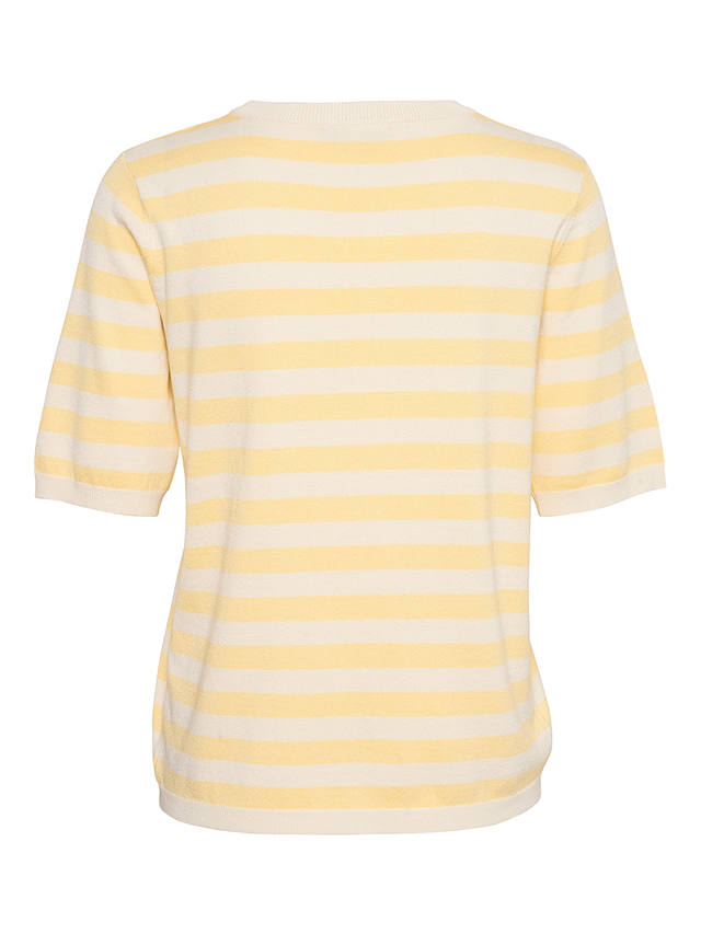 KAFFE Lizza Striped Knitted Top, Mellow Yellow/Turtle