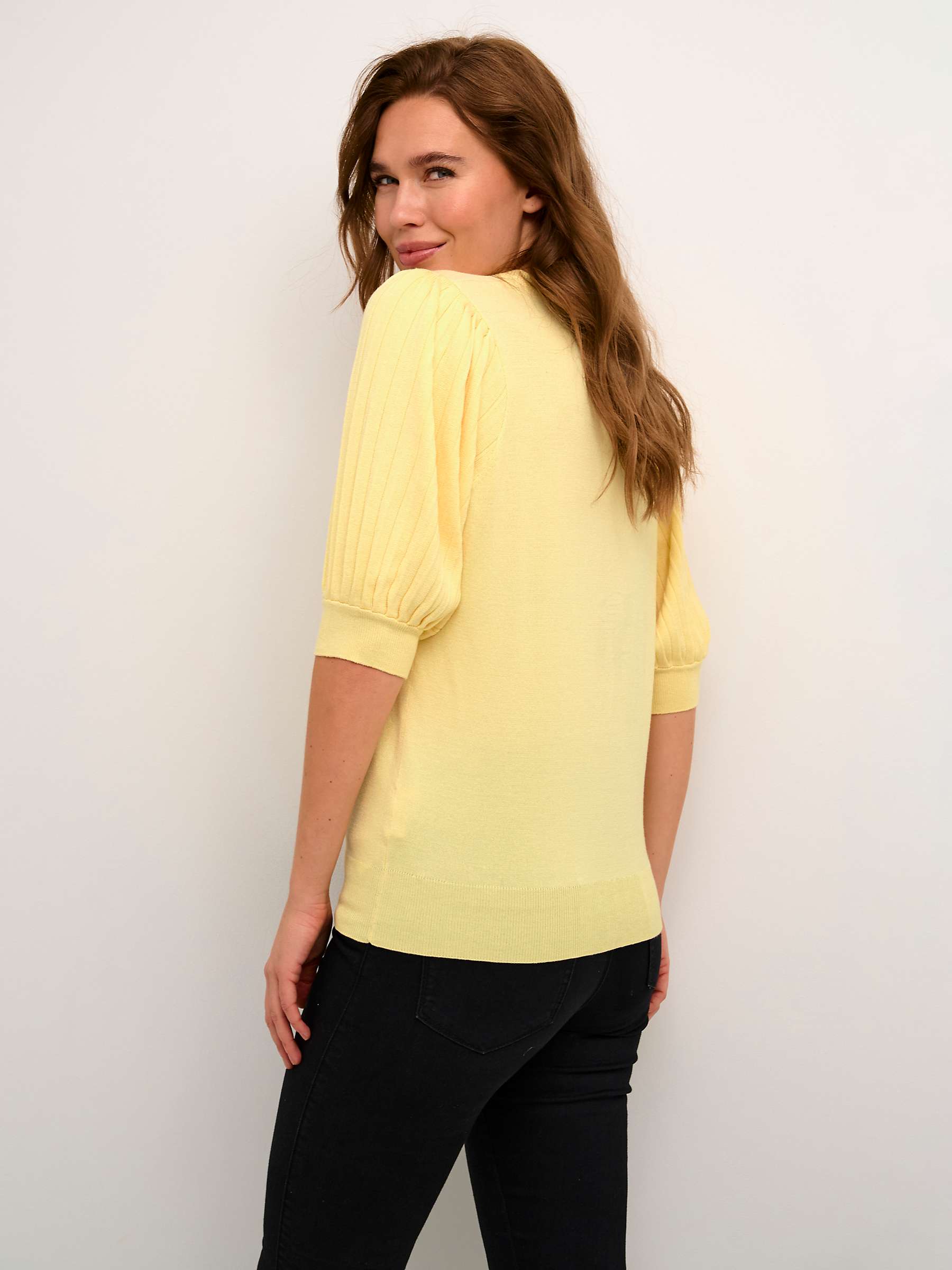 Buy KAFFE Lone Fine Knit Jumper, Mellow Yellow Online at johnlewis.com