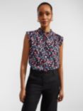 Hobbs Elida Speck Print Sleeveless Blouse, Navy/Multi