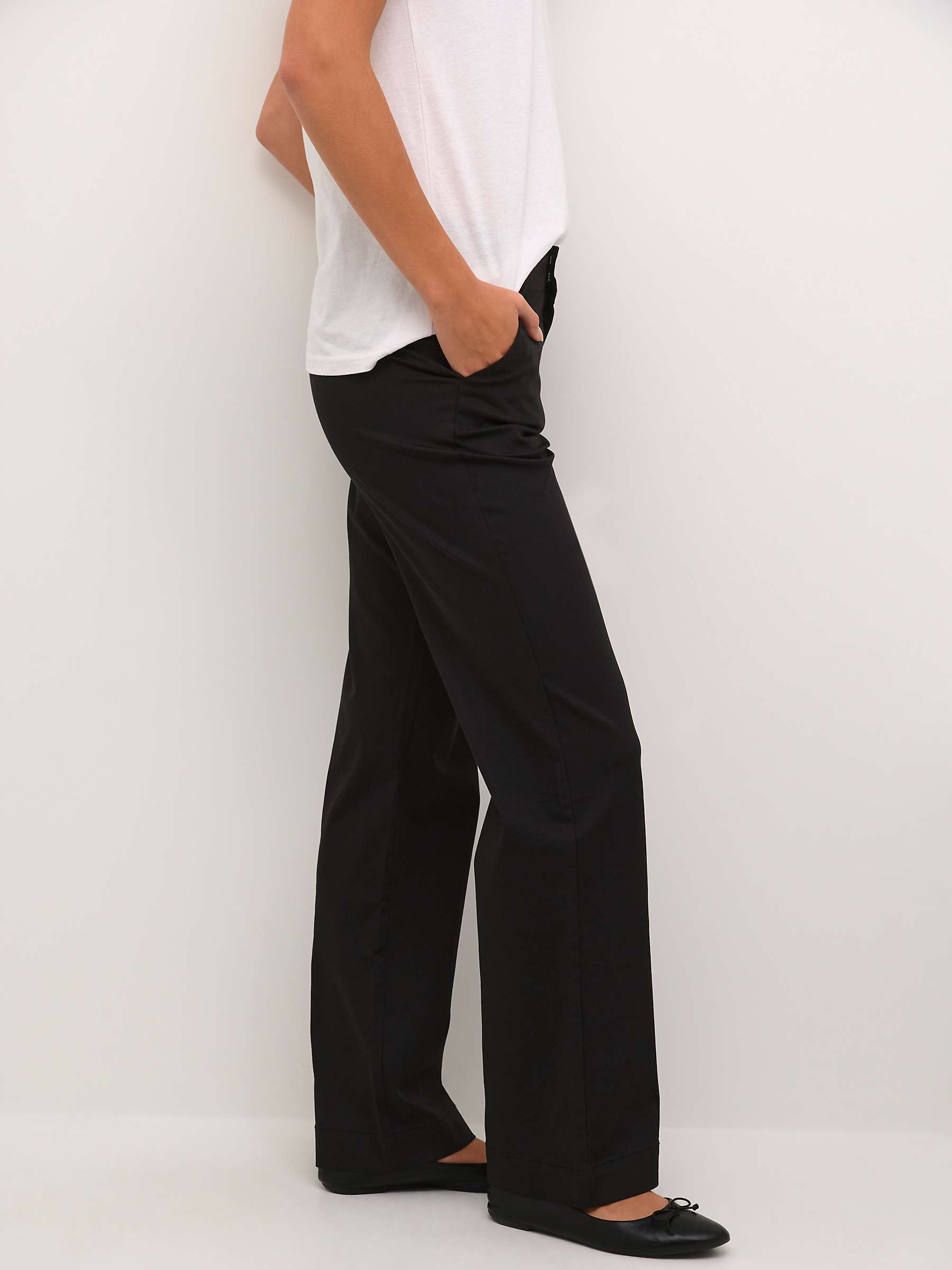 Buy KAFFE Lea Flared Chino Trousers, Deep Black Online at johnlewis.com