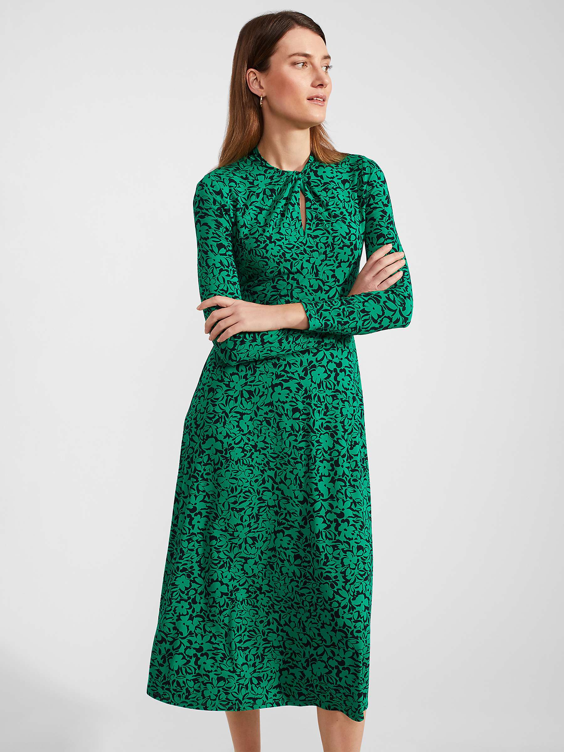 Buy Hobbs Petite Yasmin Midi Dress, Green/Navy Online at johnlewis.com
