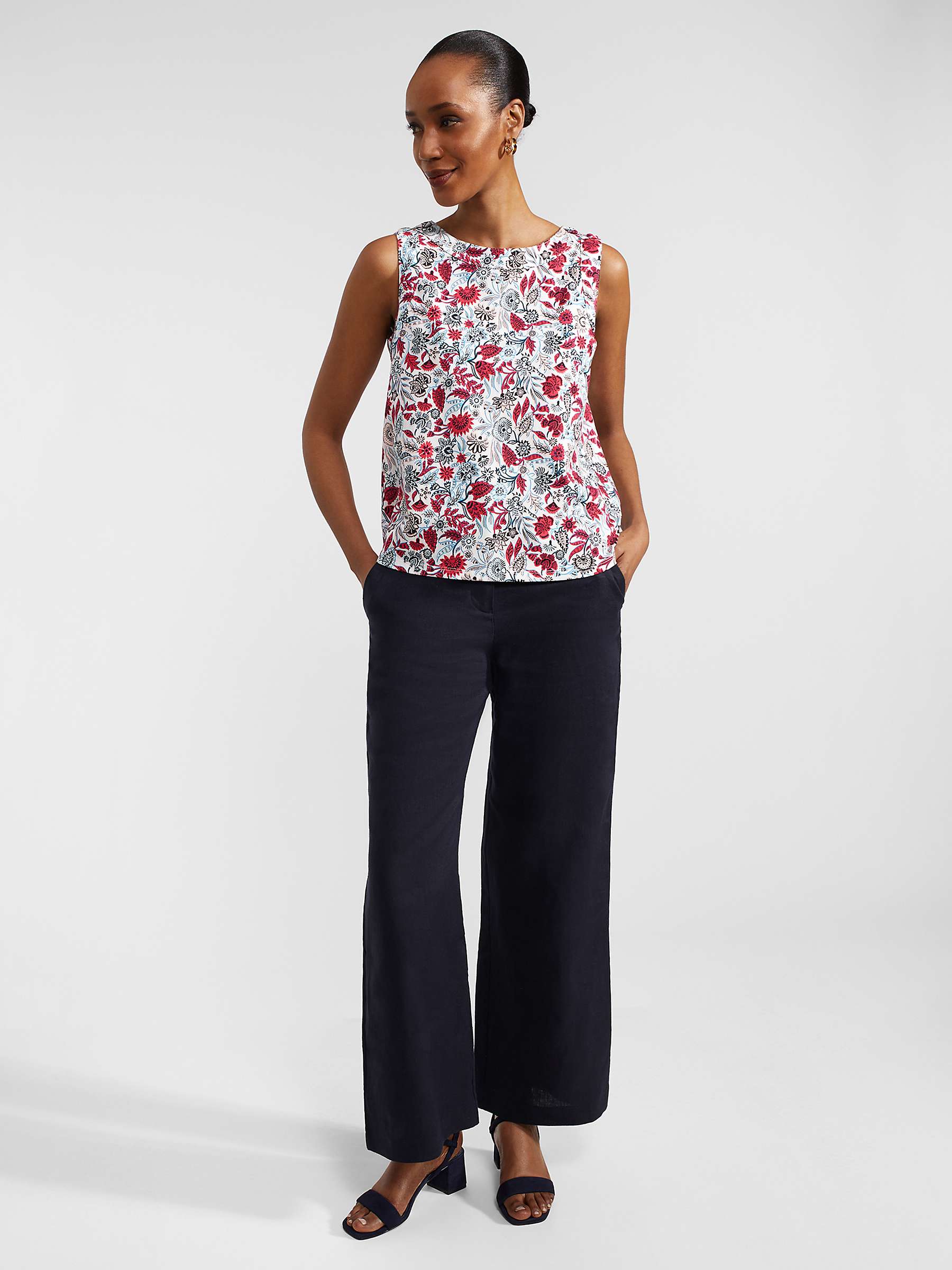 Buy Hobbs Maddy Floral Print Sleeveless Top, White/Multi Online at johnlewis.com