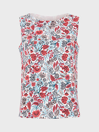 Hobbs Maddy Floral Print Sleeveless Top, White/Multi