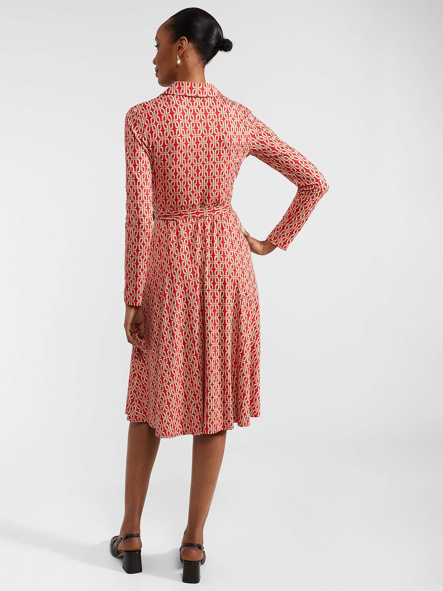 Buy Hobbs Clarice Geometric Print Jersey Shirt Dress, Red/Multi Online at johnlewis.com