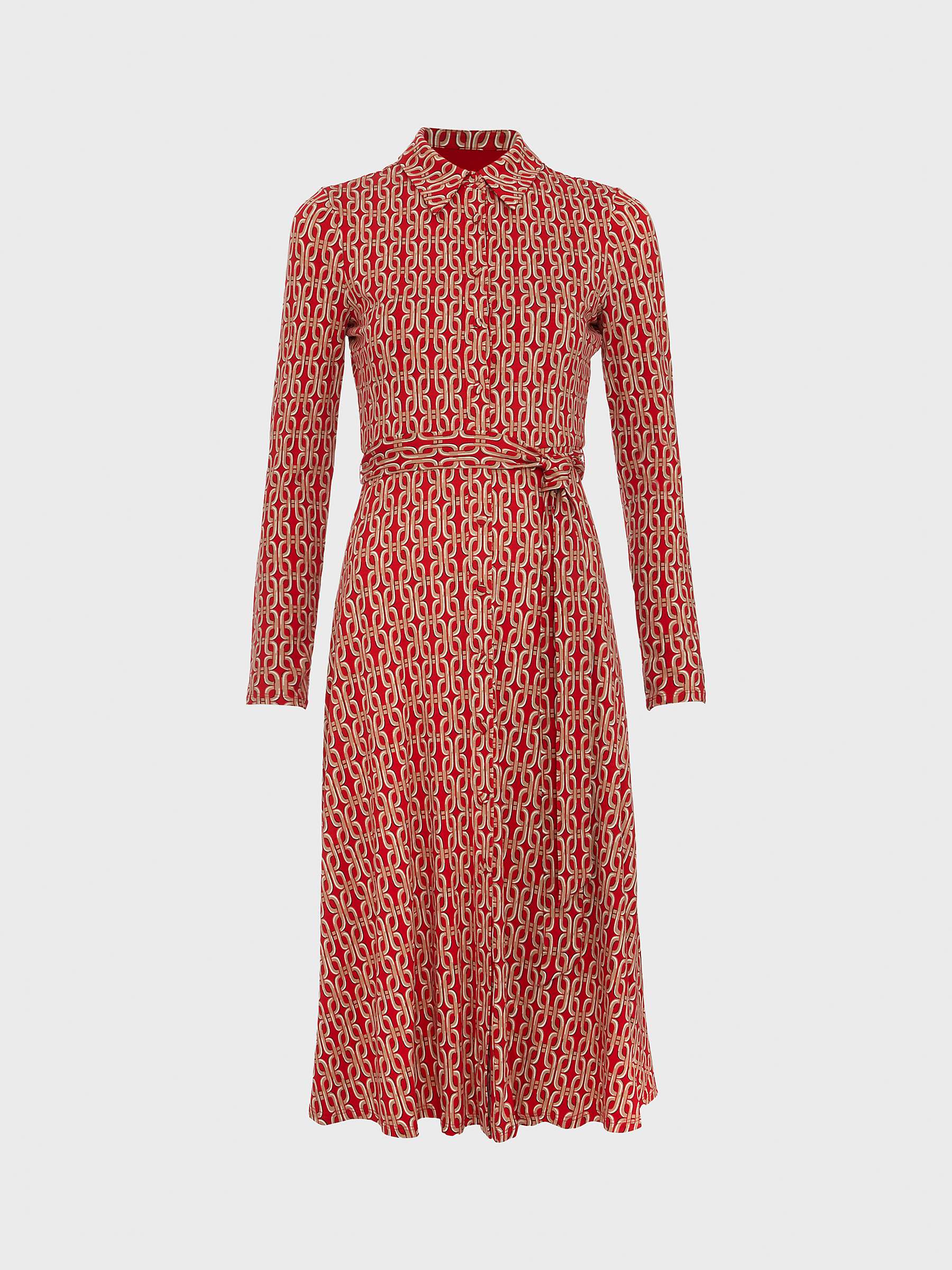 Buy Hobbs Clarice Geometric Print Jersey Shirt Dress, Red/Multi Online at johnlewis.com