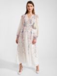 Hobbs Petite Asher Silk Maxi Dress, Ivory/Multi, Ivory/Multi