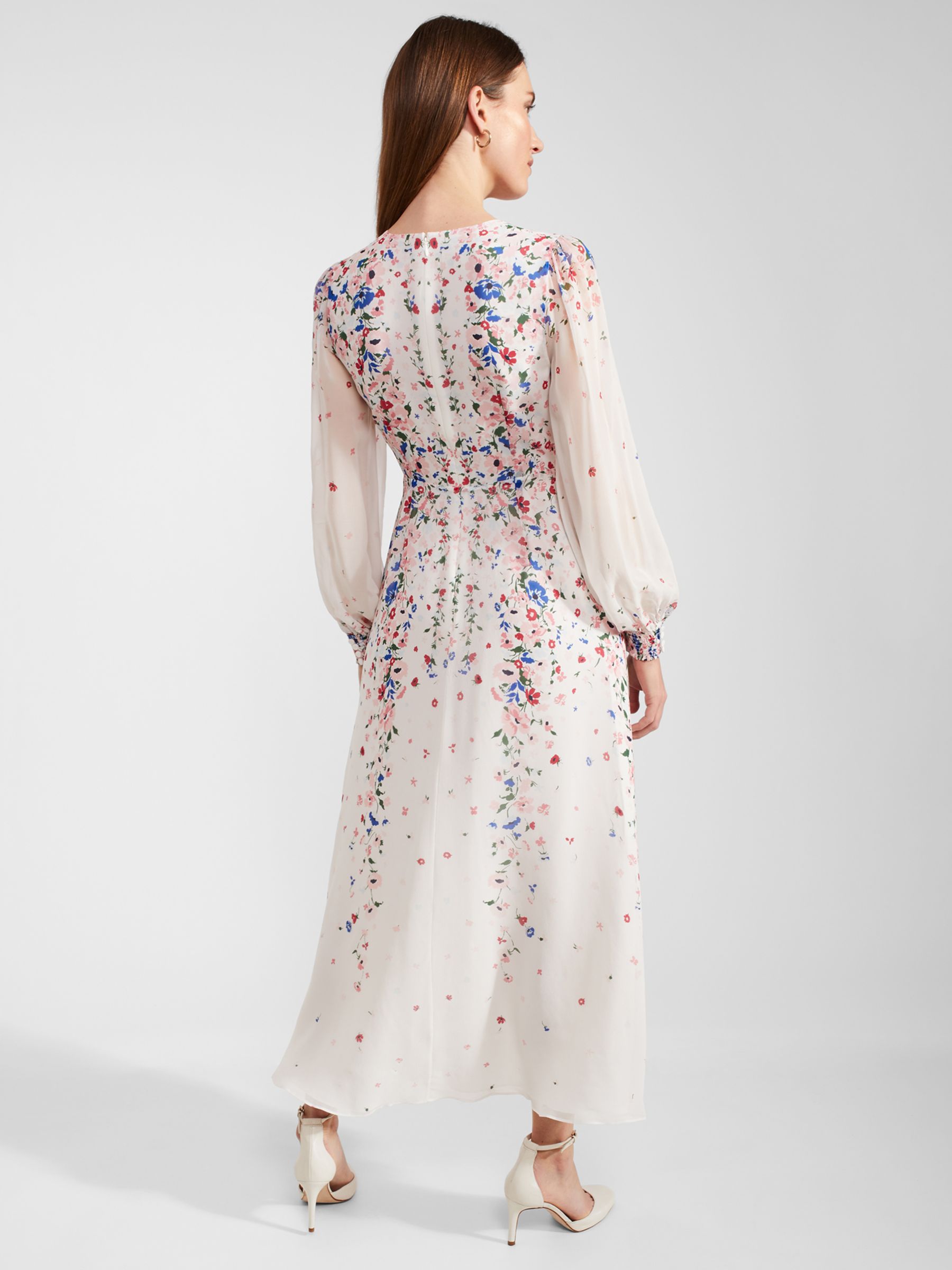 Buy Hobbs Petite Asher Silk Maxi Dress, Ivory/Multi Online at johnlewis.com