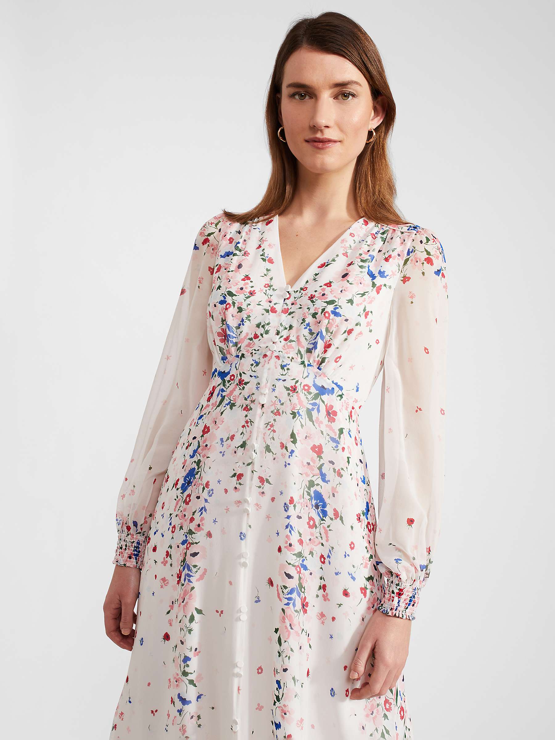 Buy Hobbs Petite Asher Silk Maxi Dress, Ivory/Multi Online at johnlewis.com