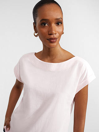 Hobbs Alycia Cotton Slub T-shirt, Pale Pink
