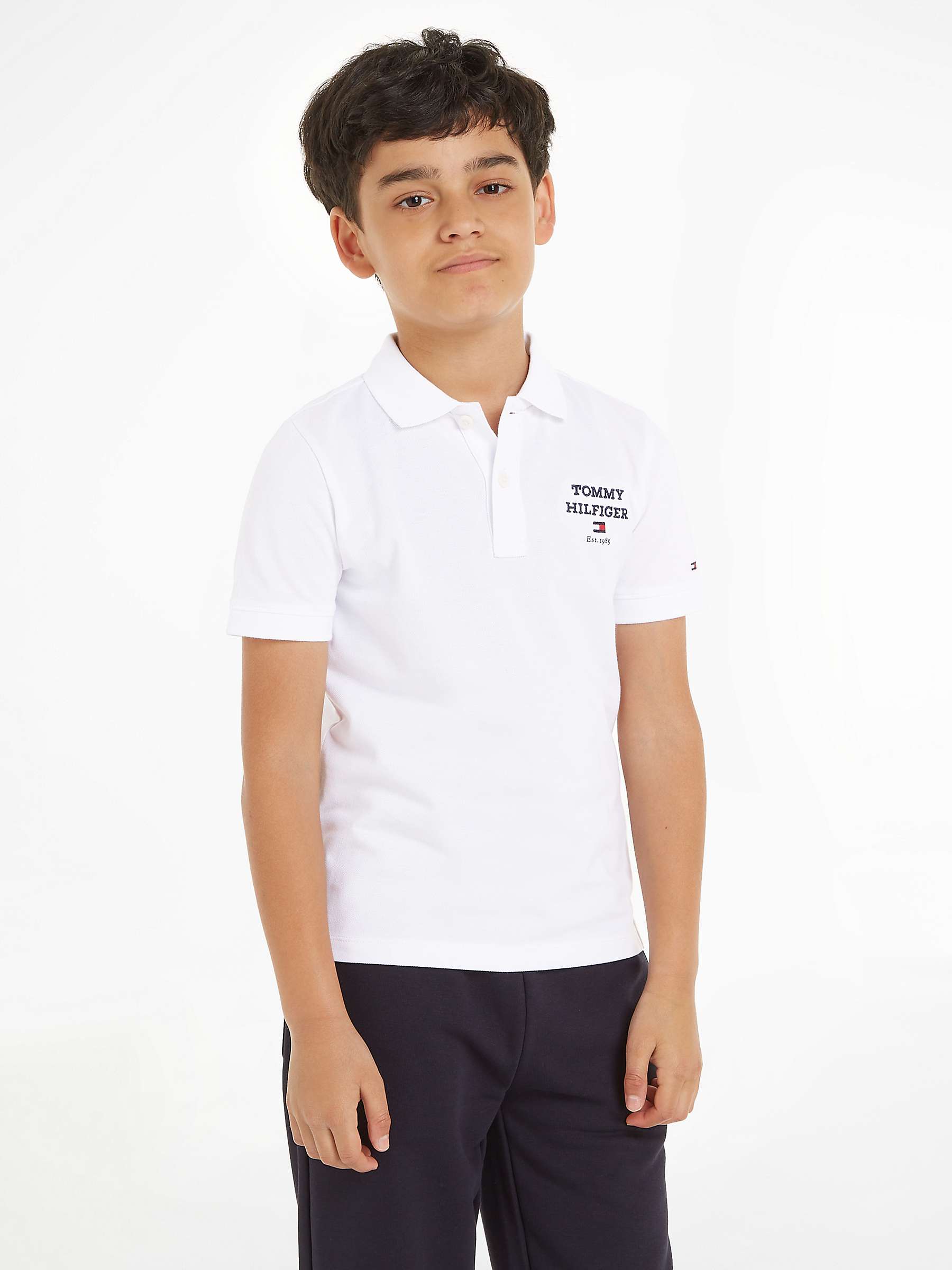 Buy Tommy Hilfiger Kids' Logo Polo Shirt, White Online at johnlewis.com