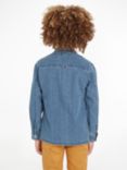 Tommy Hilfiger Kids' Soft Denim Long Sleeve Shirt, Denim Mid Wash