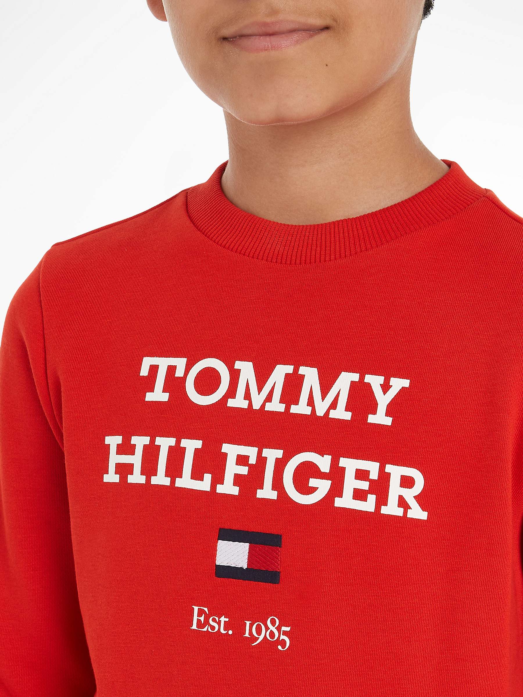 Buy Tommy Hilfiger Kids' TH Logo Sweatshirt, Fierce Red Online at johnlewis.com