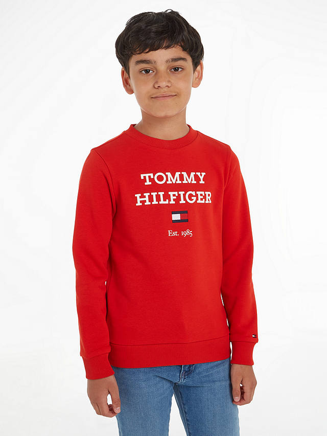Tommy Hilfiger Kids' TH Logo Sweatshirt, Fierce Red