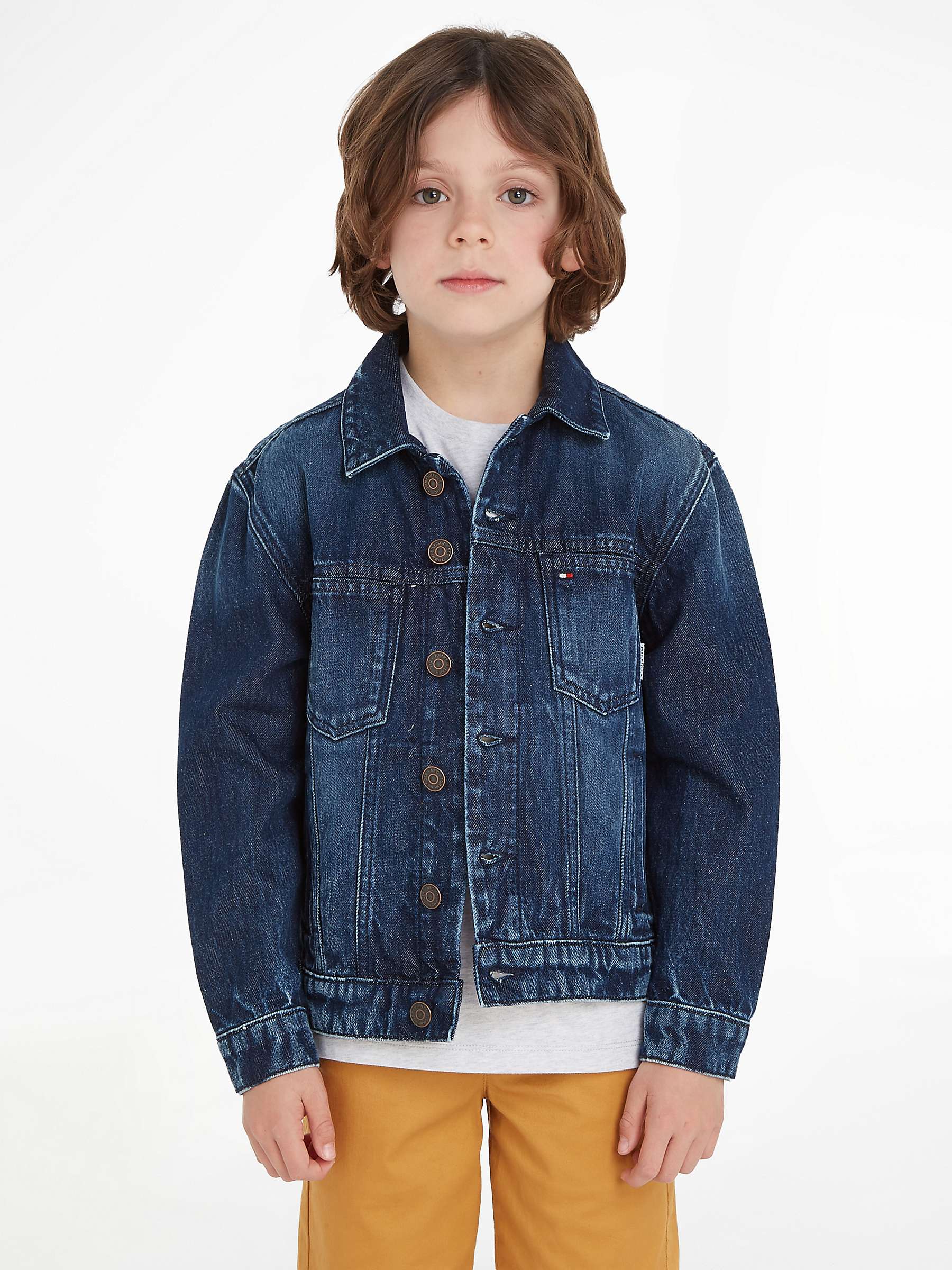 Buy Tommy Hilfiger Kids' Oversized Denim Jacket, Rivendel Dark Online at johnlewis.com