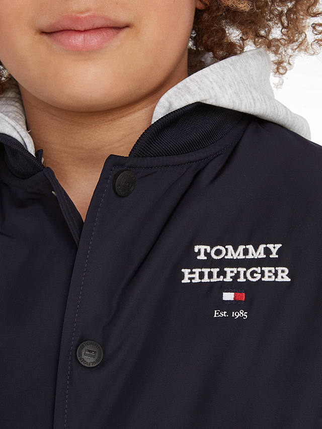 Tommy Hilfiger Kids' Logo Hooded Bomber Jacket, Desert Sky