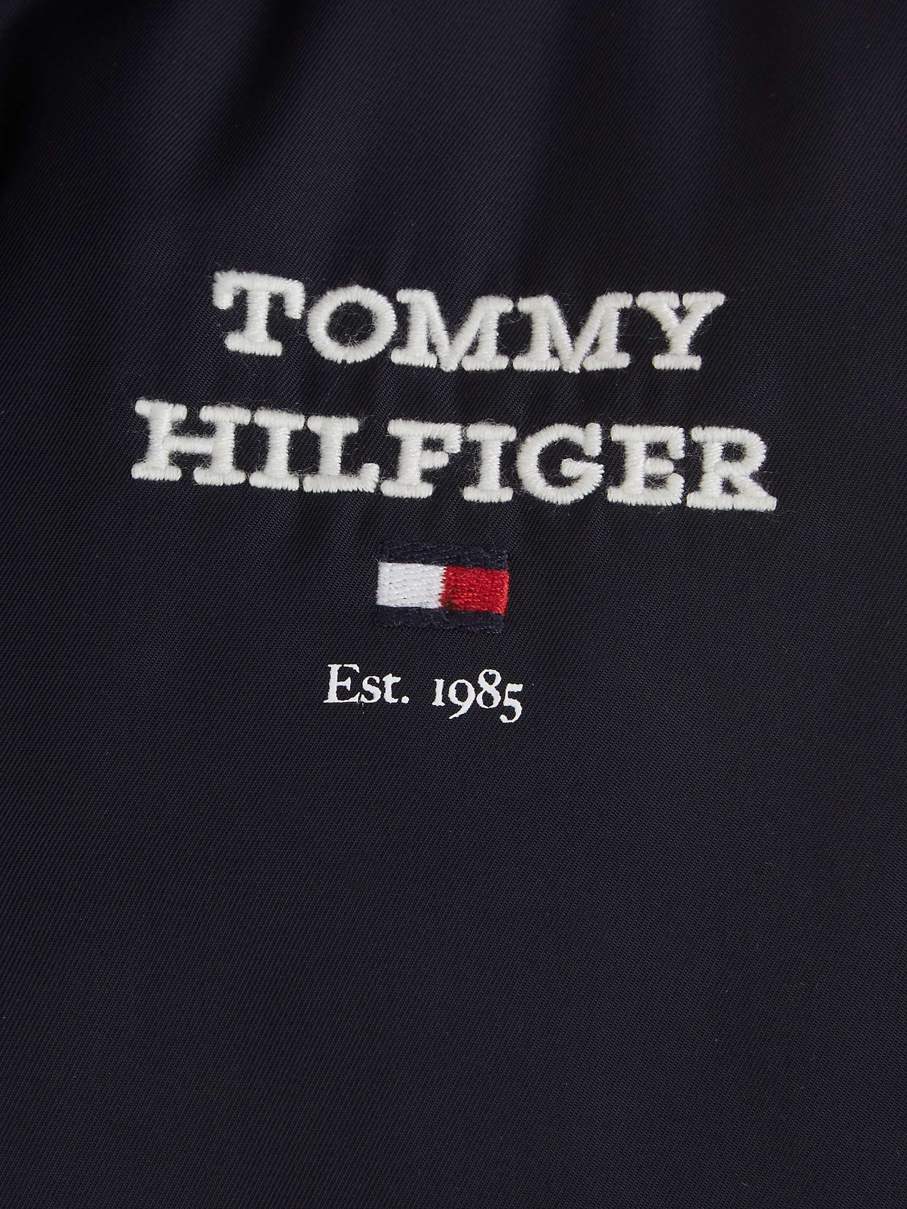 Buy Tommy Hilfiger Kids' Logo Hooded Bomber Jacket, Desert Sky Online at johnlewis.com