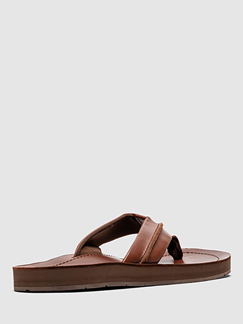 Rodd & Gunn Piha Leather T-Bar Sandals, Cognac Pull Up