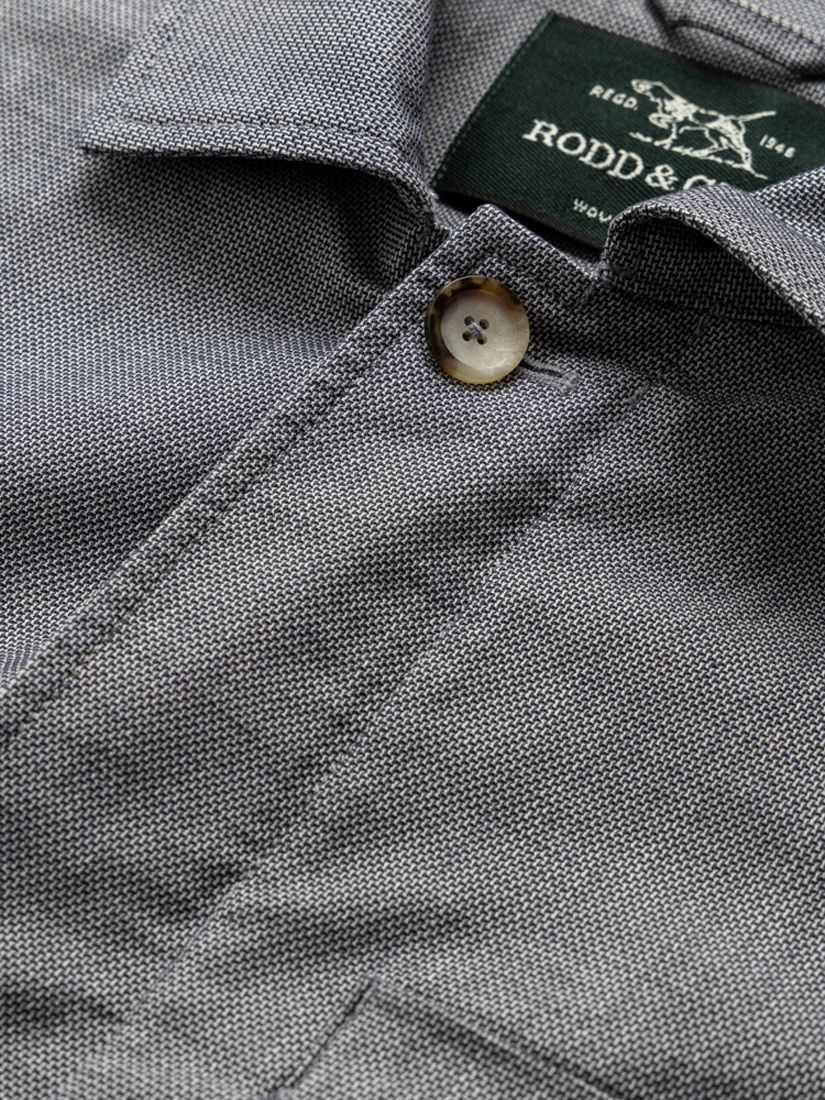 Rodd & Gunn Claverley Soft Cotton Regular Fit Zip Through Shacket, Indigo, L