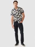Rodd & Gunn Newcastle Printed Cotton Slim Fit Short Sleeve Shirt, Charcoal