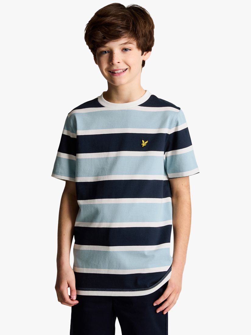 Lyle & Scott Kids' Stripe T-Shirt, Slate Blue/Multi, 7-8 years