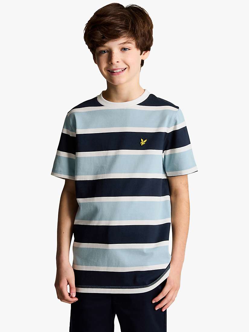 Buy Lyle & Scott Kids' Stripe T-Shirt, Slate Blue/Multi Online at johnlewis.com