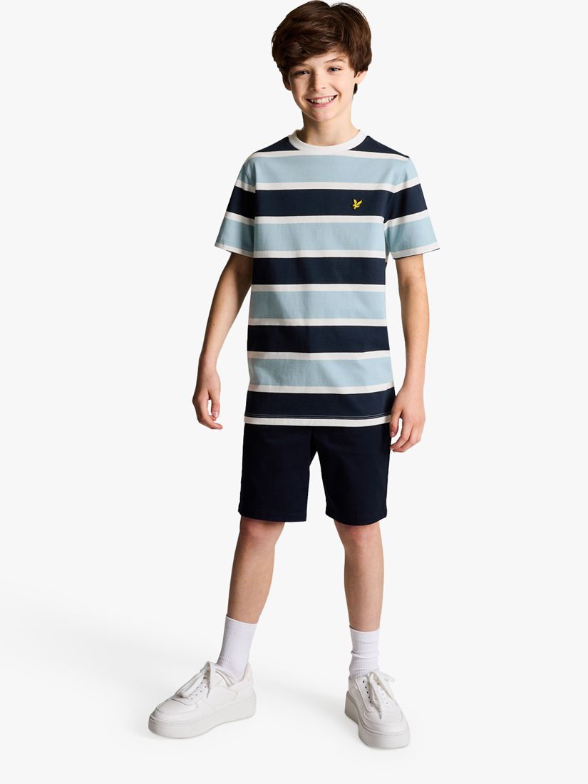 Lyle & Scott Kids' Stripe T-Shirt, Slate Blue/Multi, 7-8 years