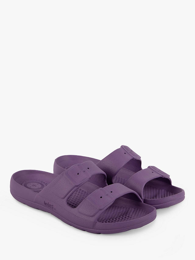 totes Kids' SolBounce Moulded Buckle Sliders, Purple