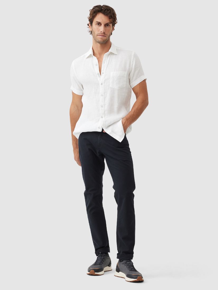 Rodd & Gunn Palm Beach Linen Slim Fit Short Sleeve Shirt, Snow, XXL