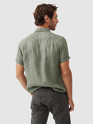 Rodd & Gunn Palm Beach Linen Slim Fit Short Sleeve Shirt, Kelp