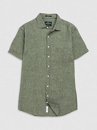 Rodd & Gunn Palm Beach Linen Slim Fit Short Sleeve Shirt, Kelp