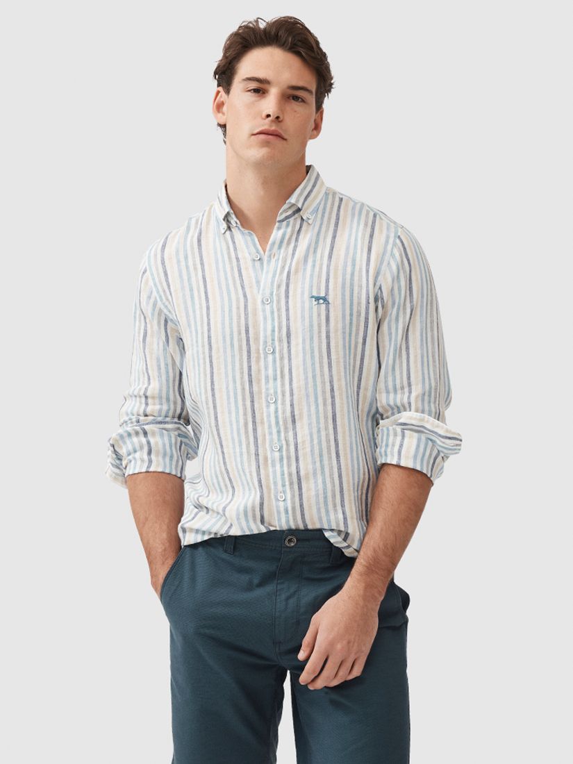Buy Rodd & Gunn Gimmerburn Linen Slim Long Sleeve Stripe Shirt Online at johnlewis.com