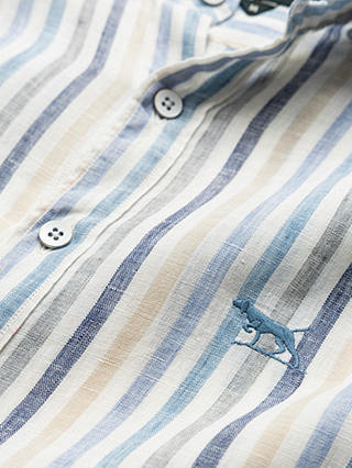 Rodd & Gunn Gimmerburn Linen Slim Long Sleeve Stripe Shirt, Washed Teal 
